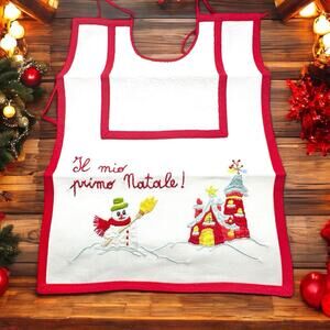 New Baby Bib Embroidered “Il mio primo Natale!” My First Christmas Made in Italy
